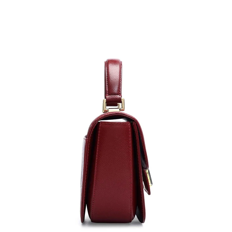 Da Milano Cherry Small Franzy Leather Satchel - Cherry for Women | Best Price UAE